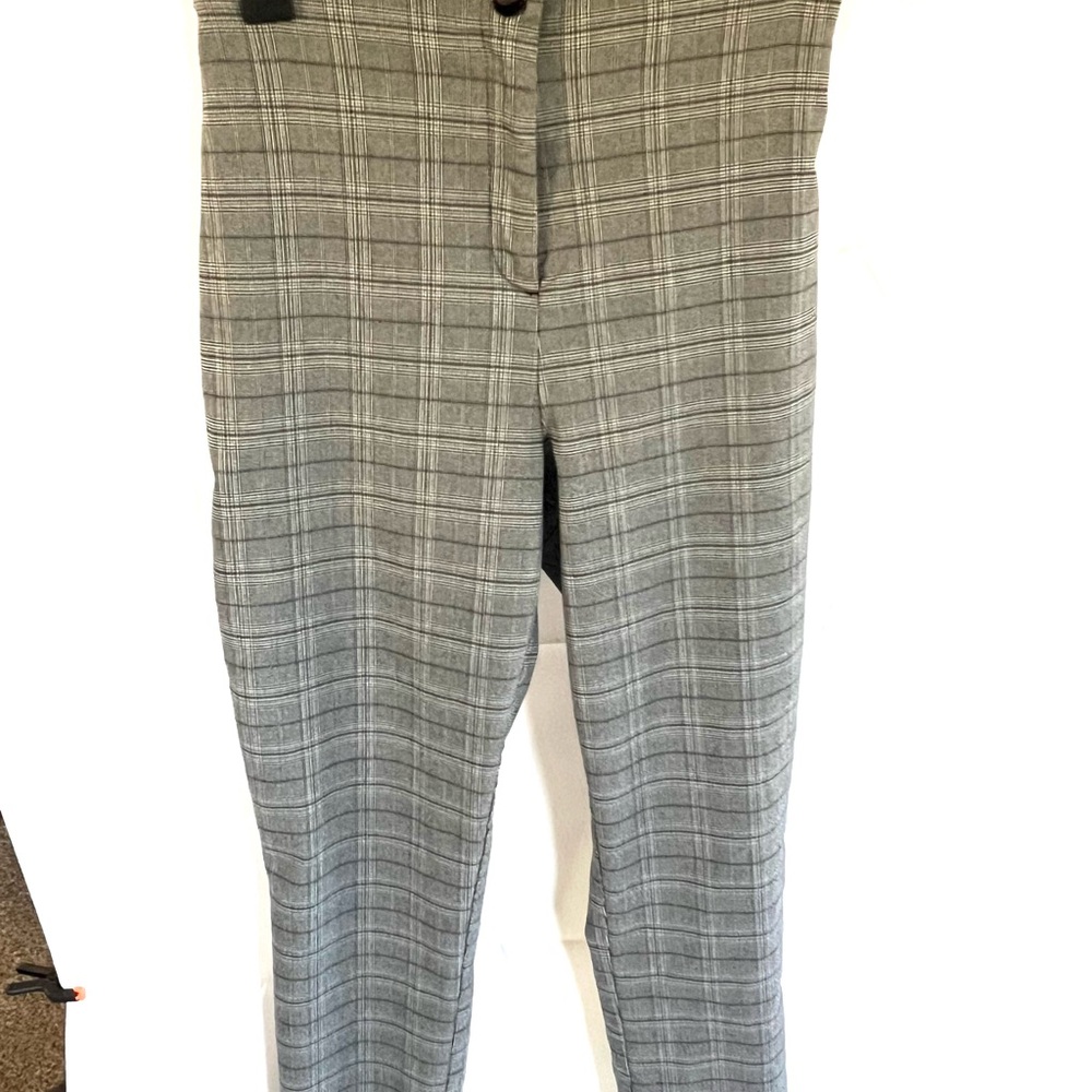 Elegant Gray Plaid Women's Skinny Pants